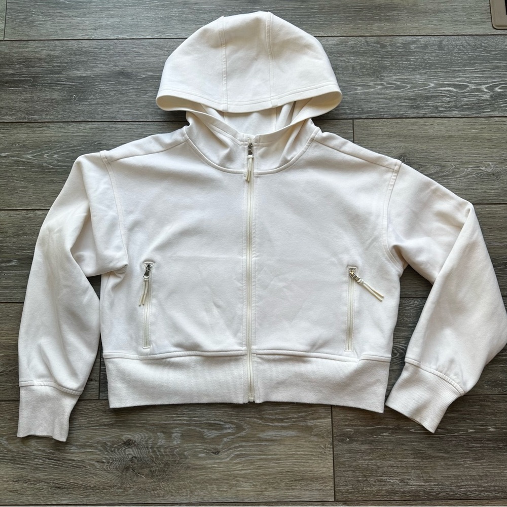 Old Navy Active Dynamic Fleece Cropped Hoodie Girls XL Womens XS White Full‎ Zip